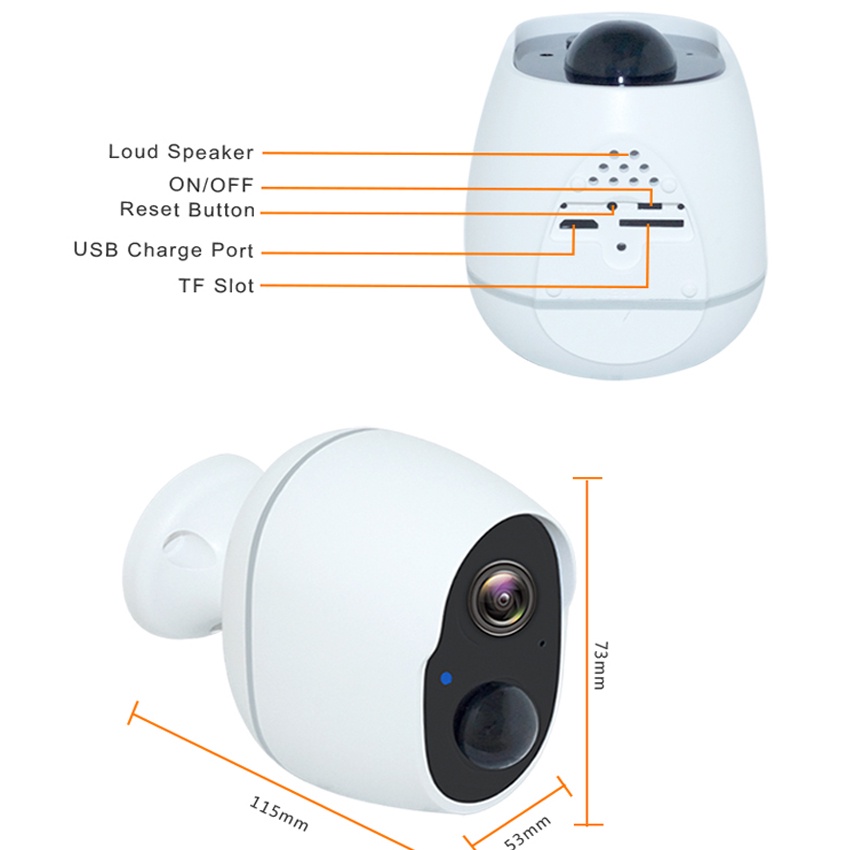 Pin 2MP 6000mAh IP65 Thông Minh IP WiFi Không Dây Có Thể Sạc Lại Dùng Trong Nhà Và Ngoài Trời Siren AS-IP821BH