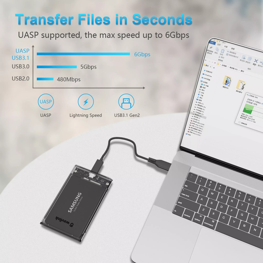 Box ổ cứng 2.5 Wavlink USB 3.1 Gen.2 Type-C