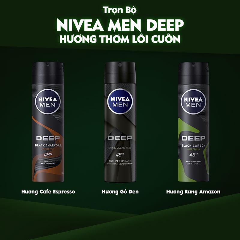 Xịt ngăn mùi Nivea than đen hương rừng amazon 150ml - 85371