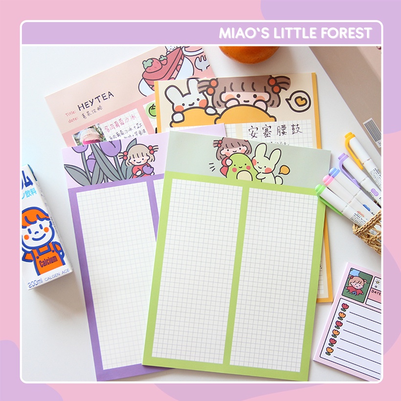 Giấy ghi bài B5 MIAO'S LITTLE FOREST giấy take note, ghi chép khổ to hình ảnh dễ thương FRUITY GIRLS MWP213