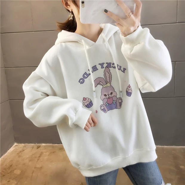 Áo khoác Hoodie Nữ chất nỉ dày mịn, in hình thỏ Rabit siêu cute - Hot trend 2021 | WebRaoVat - webraovat.net.vn