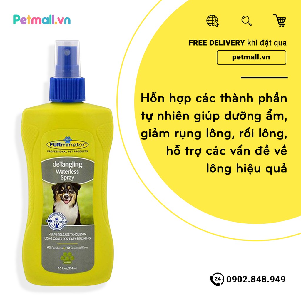 Bình xịt FURminator deTangling 251ml - Gỡ rối lông