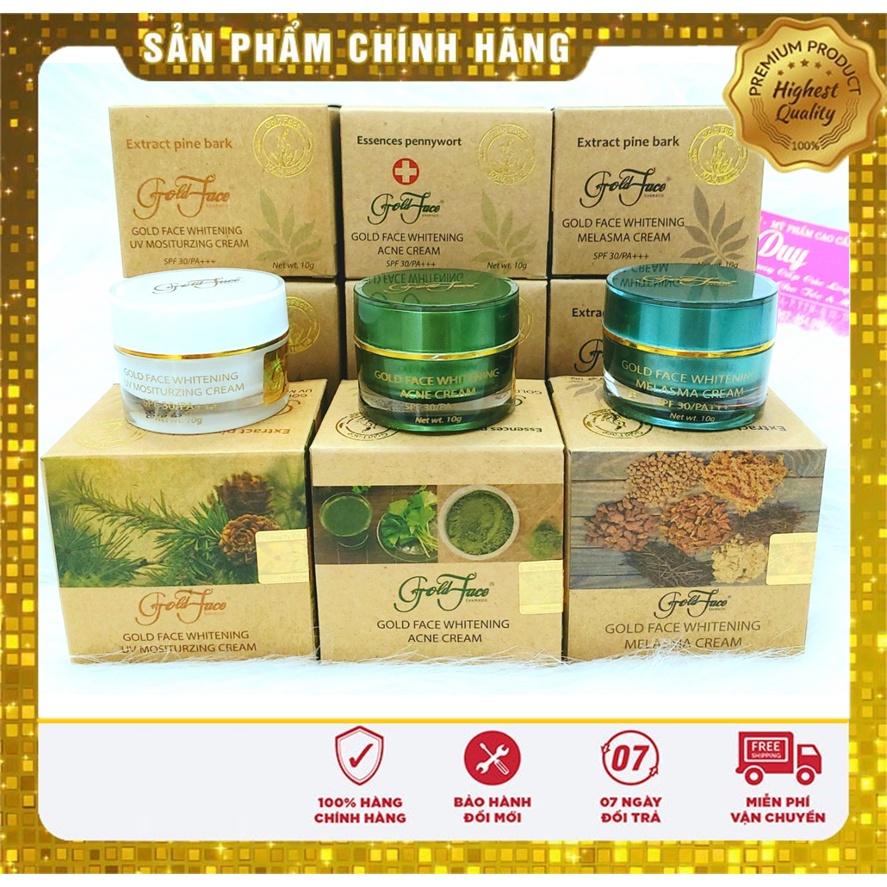 KEM DƯỠNG DA MẶT GOLD FACE - Kem Mụn - Kem Dưỡng Ẩm - Kem Nám Dưỡng Trắng Ngừa Lão Hóa 10G