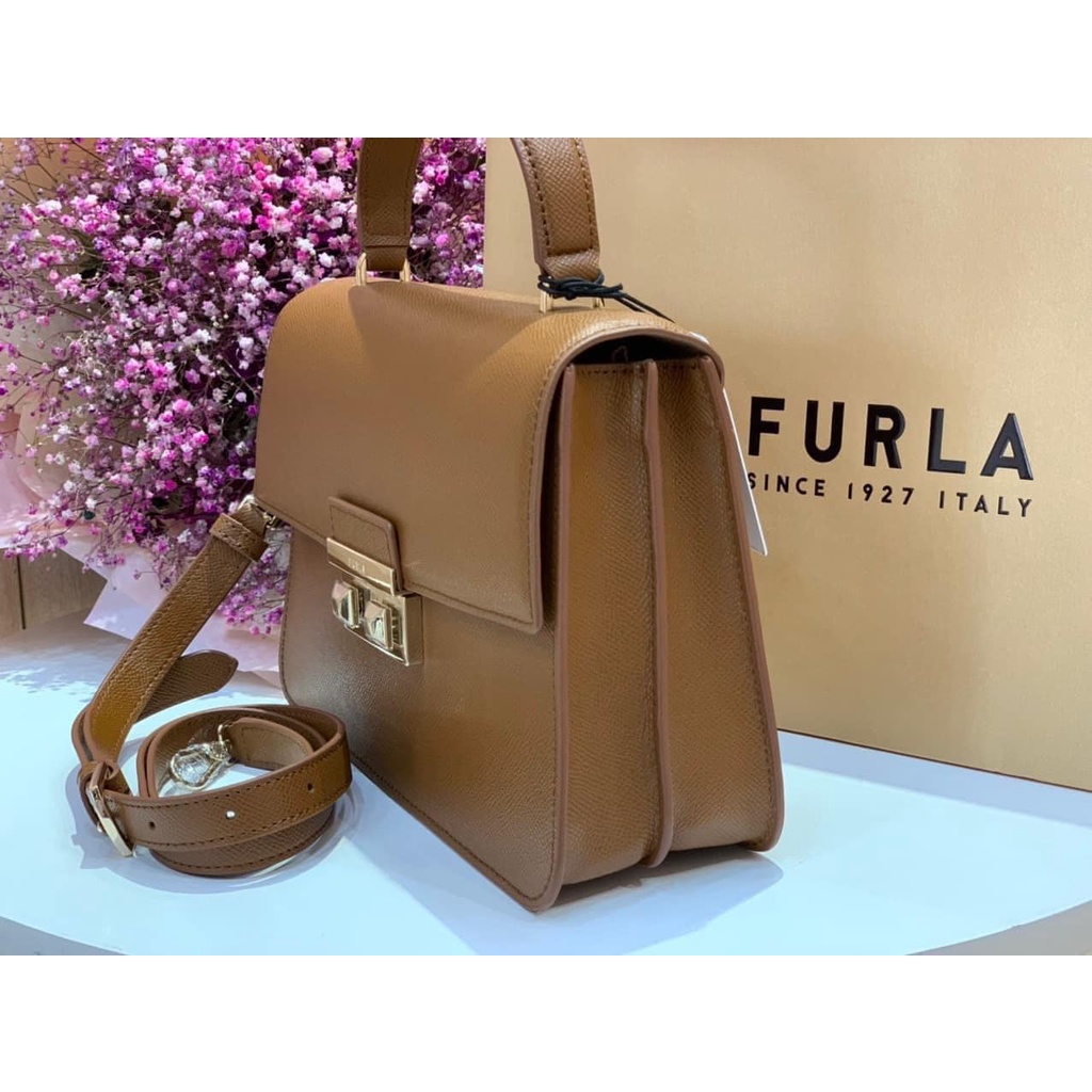 Túi xách nữ chính hãng Furla top bella nâu Size 20cm