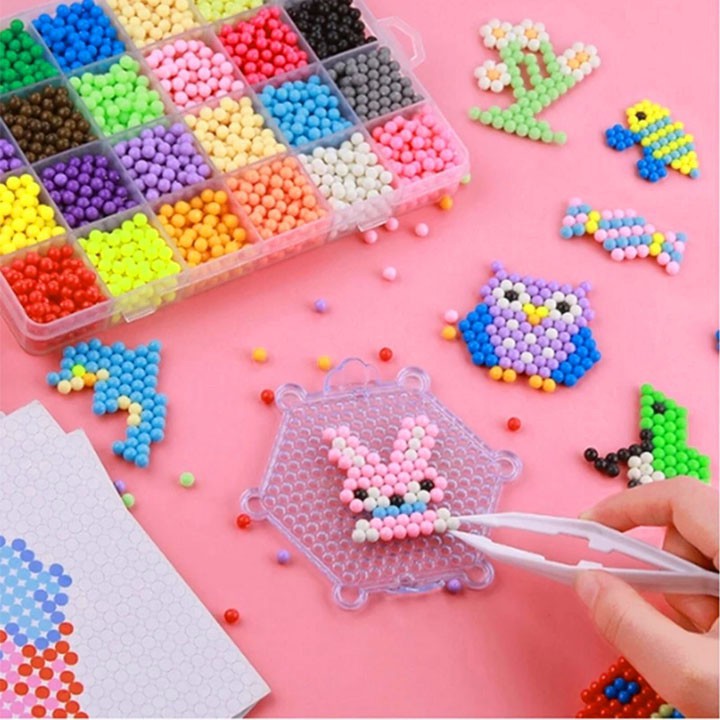 FOLLOW TẶNG 3KHÀNG CÓ SẴN Bộ đồ chơi xếp hình hạt nhựa màu nước sáng tạo aquabeads Nhật Bản 10 15 24 màu CHỌN MẪUVO