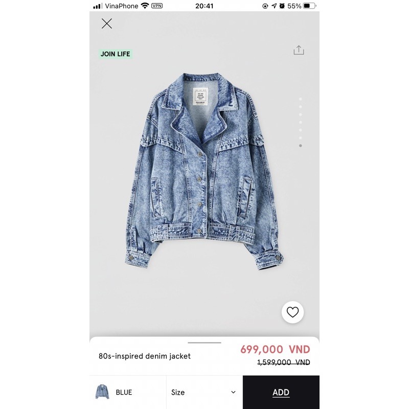 Áo khoác jean - denim jacket Pull&Bear