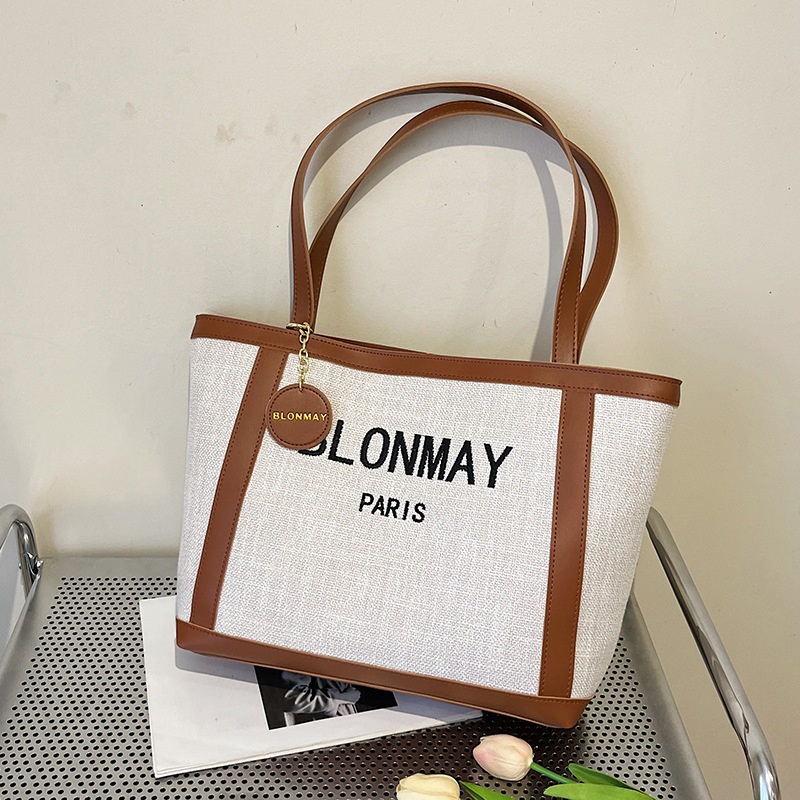 Túi đeo vai IELGY vải canvas cỡ lớn in chữ màu sắc thời trang cho nữ