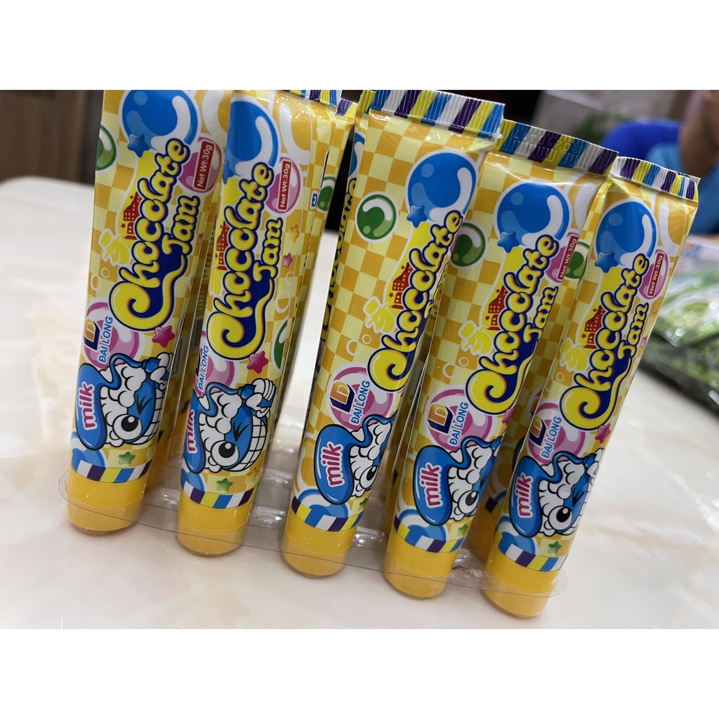 Kẹo Chocolate Đại Long dạng tuýp kem đánh răng ăn vặt, bánh kẹo Tết, Trung Thu hộp 20 tuýp (30g/1 tuýp)