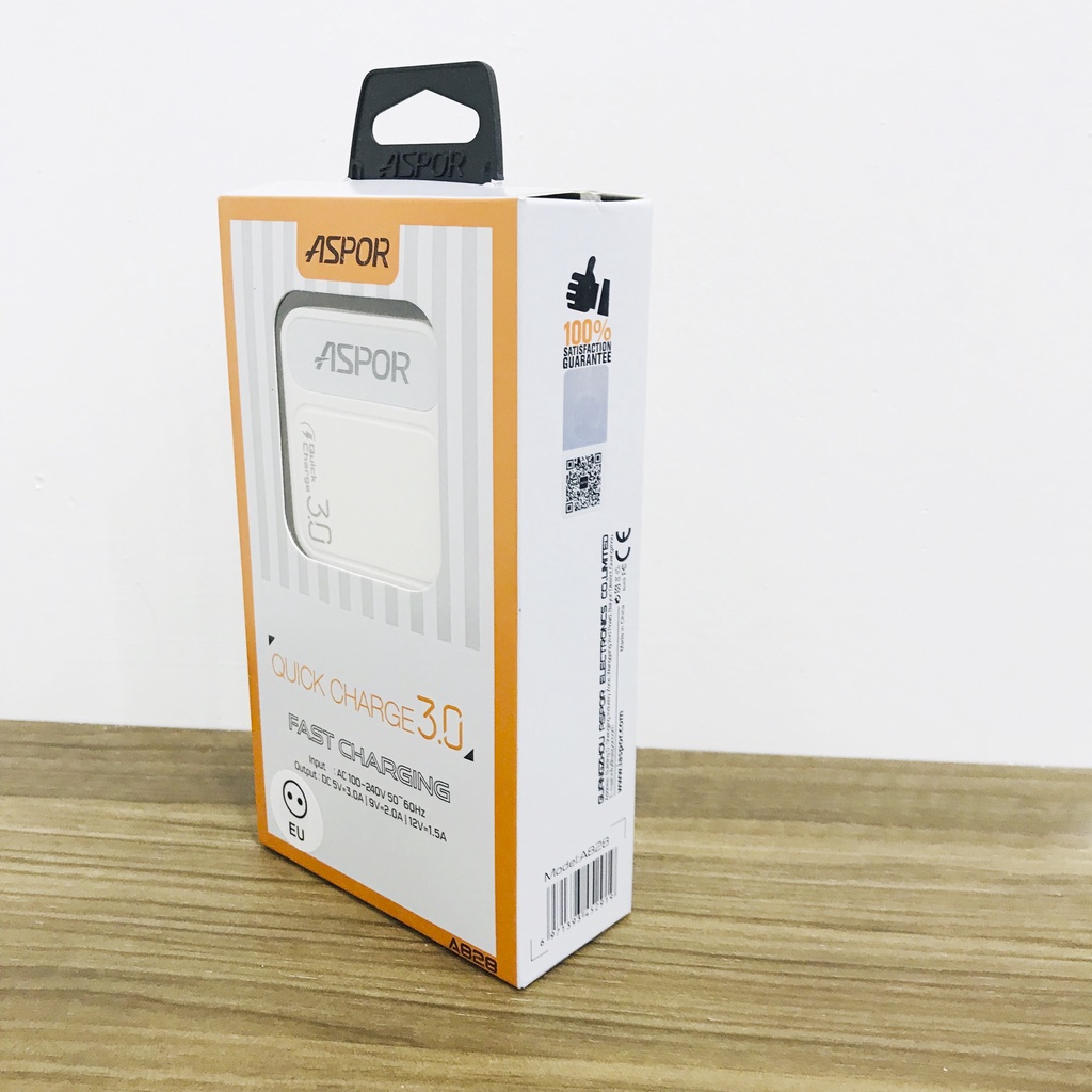 ⚡️18W - 3.0A⚡️Củ sạc nhanh ASPOR A828 - Quick charge 3.0 cho iphone samsung tự ngắt Dock sạc nhanh cho thiết bị điện tử