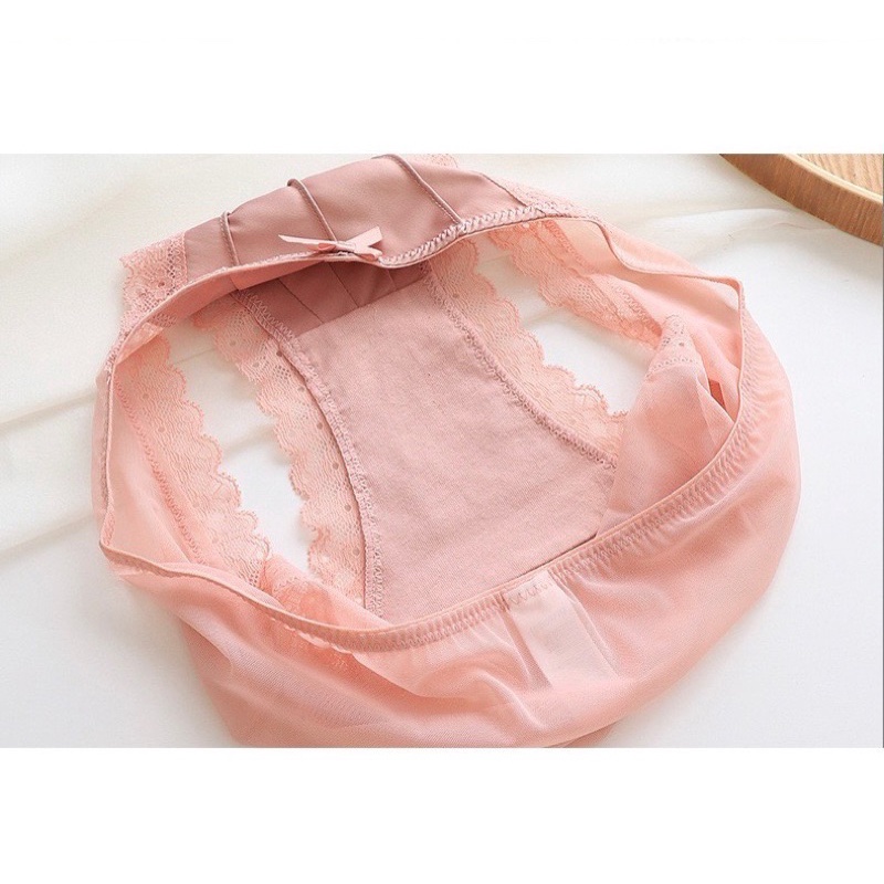 Quần lót nữ LALACHIC cao cấp viền ren gân sọc đính nơ