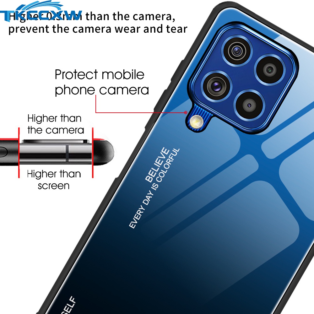 Ốp điện thoại mặt kính cường lực cứng màu gradient cho Samsung Galaxy A32 A82 F62 M62 M32 A52S M42