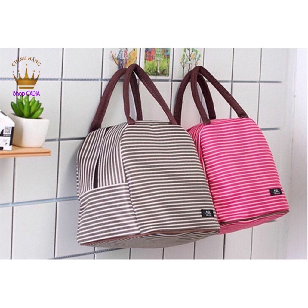 TÚI GIỮ NHIỆT ĐỰNG HỘP CƠM SỌC VẰN THỜI TRANG 3 LỚP GIỮ NHIỆT SANG TRỌNG TIỆN LỢI