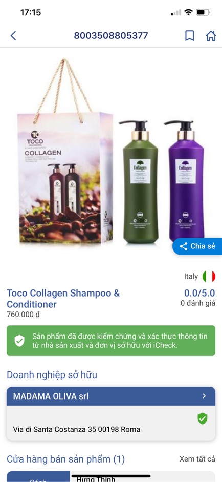 Toco Dầu Gội Xả Phục Hồi Kích Mọc Tóc Toco Collagen 785ML