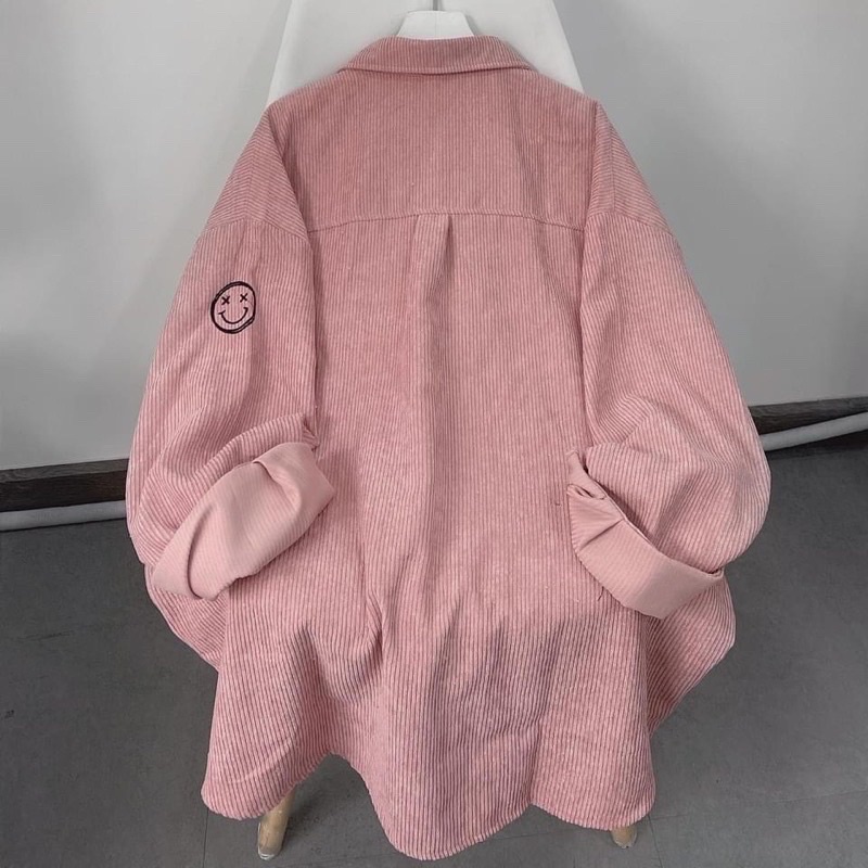 Áo sơmi nhung gân 2t Icon form rộng ullzang unisex [Ảnh thật ] 2t.clothes