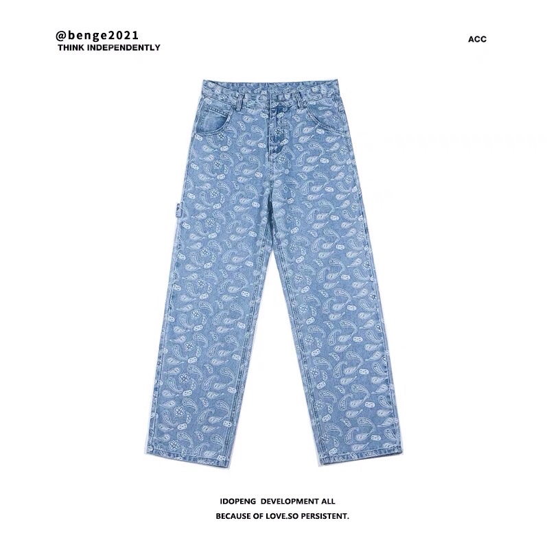 Quần bò jeans ống rộng Pandana hoạ tiết hoa điều Ulzzang siêu chất ❤️