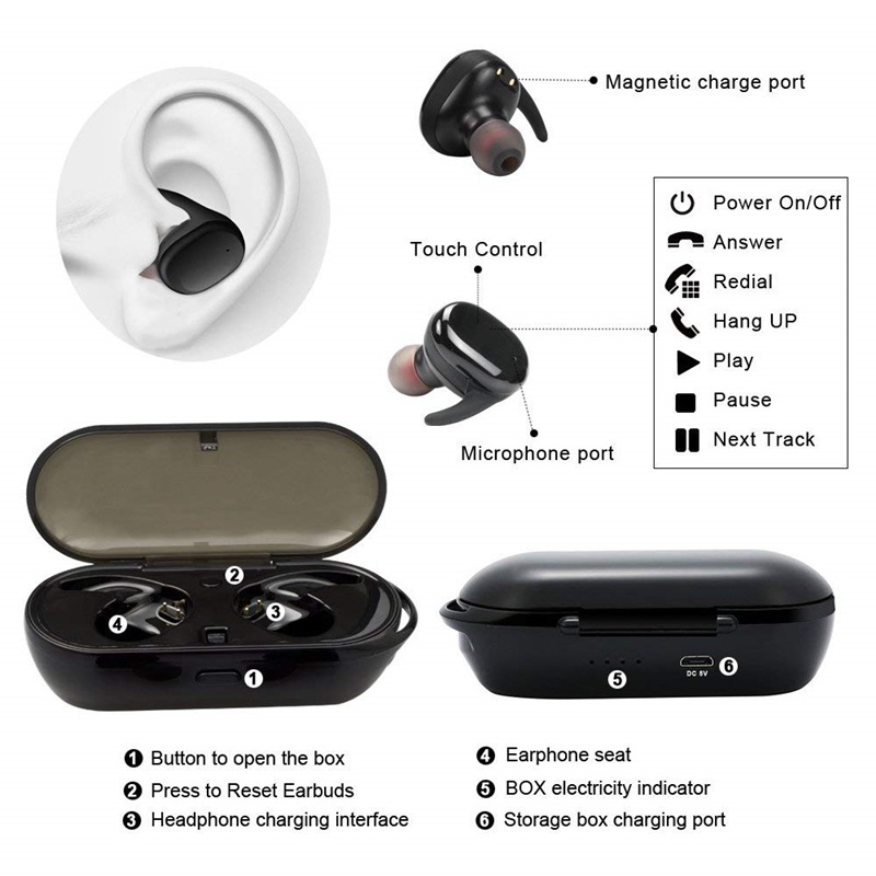 Tai nghe nhét tai TWS không dây Y30 5.0 âm thanh nổi chống tiếng ồn dành cho Xiaomi/IOS