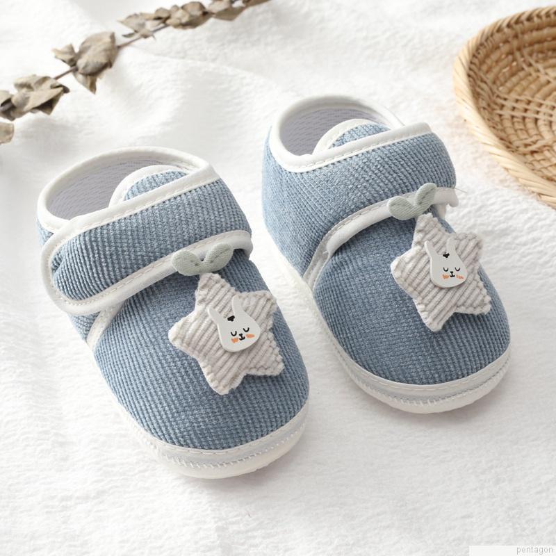 Giày tập đi bằng cotton đế mềm chống trượt họa tiết thỏ hoạt hình cho trẻ sơ sinh 0-18 tháng