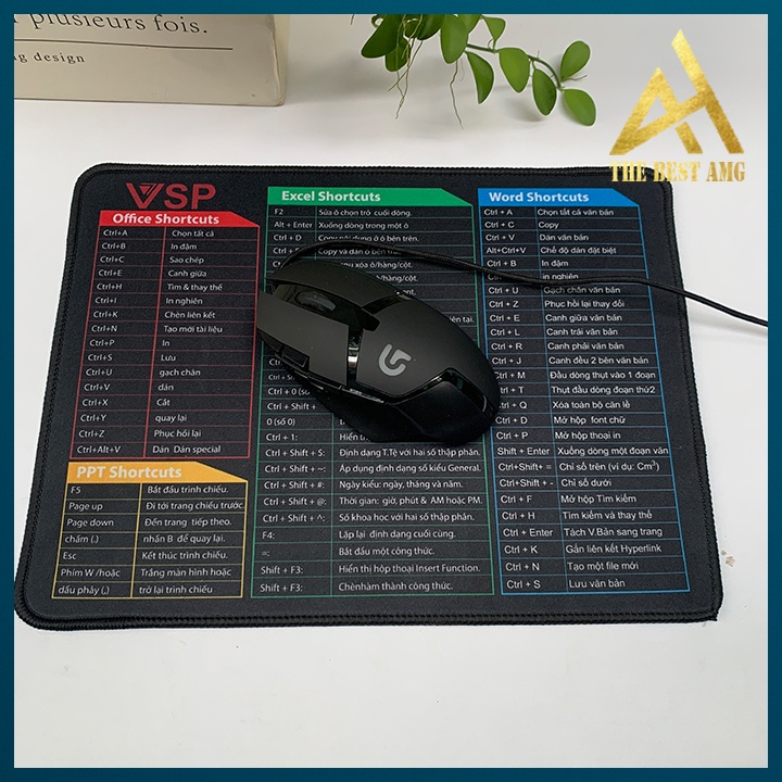 Lót Chuột Phím Tắt Văn Phòng VSP Gaming, Miếng Lót Chuột Cỡ Nhỏ 32x24 Bàn Di Chuột Pad Mouse Chống Nước