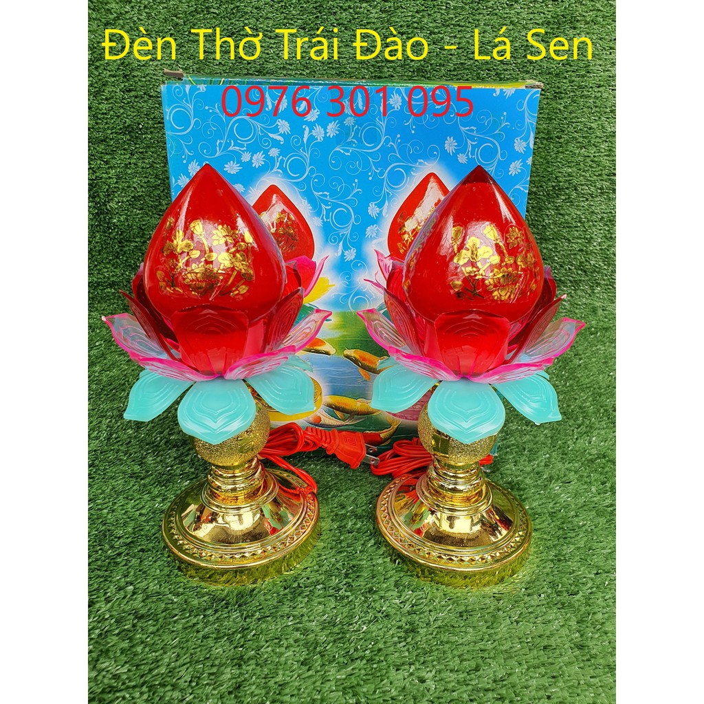 Đèn Thờ Trái Đào Lá SEN CANA (Tiểu Trung Đại)
