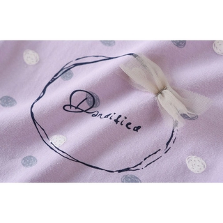 Bộ cotton bé gái màu tím chấm bi