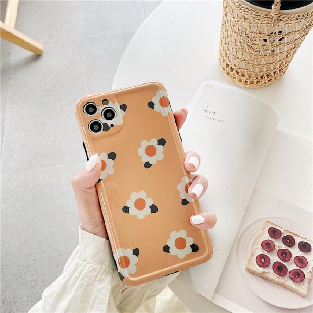 Ốp Lưng Iphone Cao Cấp Full Viền Hoa Cúc Trắng Màu Cam Dành Cho Tất Cả Dòng Iphone từ 6 đến 11promax | BigBuy360 - bigbuy360.vn