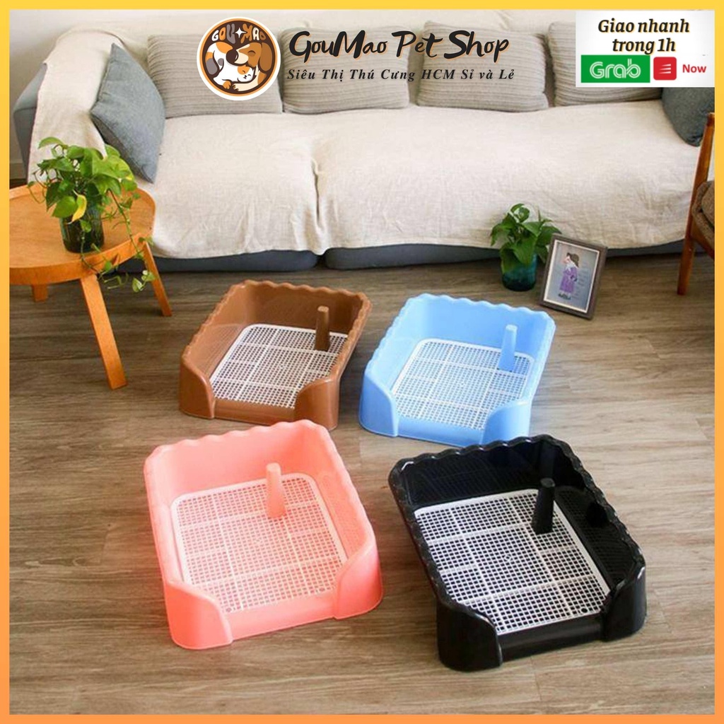 Khay vệ sinh cho chó có thành cong + có cọc cho chó mèo. Tặng kèm miếng tả lót - GOUMAO PET