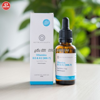 Vitamin D3 & K2 MK7 cho bé Nutrivitality Anh D3K2 nội địa Anh 30ml