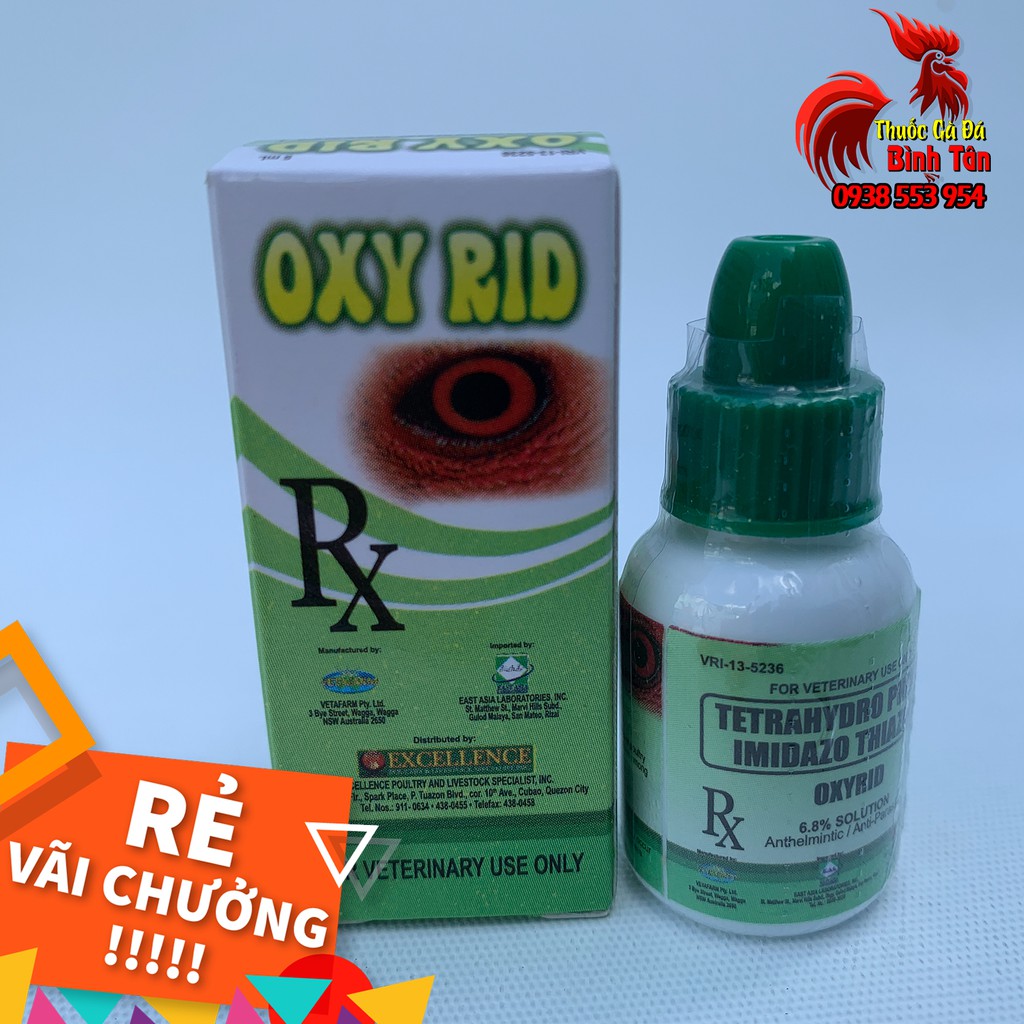 Thuốc Nhỏ Mắt Cho Gà Đá OXY RID -5ml (1 Chai) Trị Đau Mắt, Sưng Mắt, Sán Mắt, Chảy Nước Mắt, Đục Giác Mạc