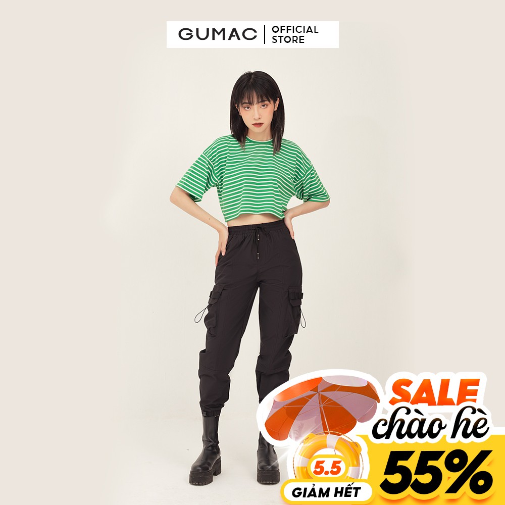 Quần Jogger nữ phối túi GUMAC phong cách hàn quốc màu đen đủ size QB369