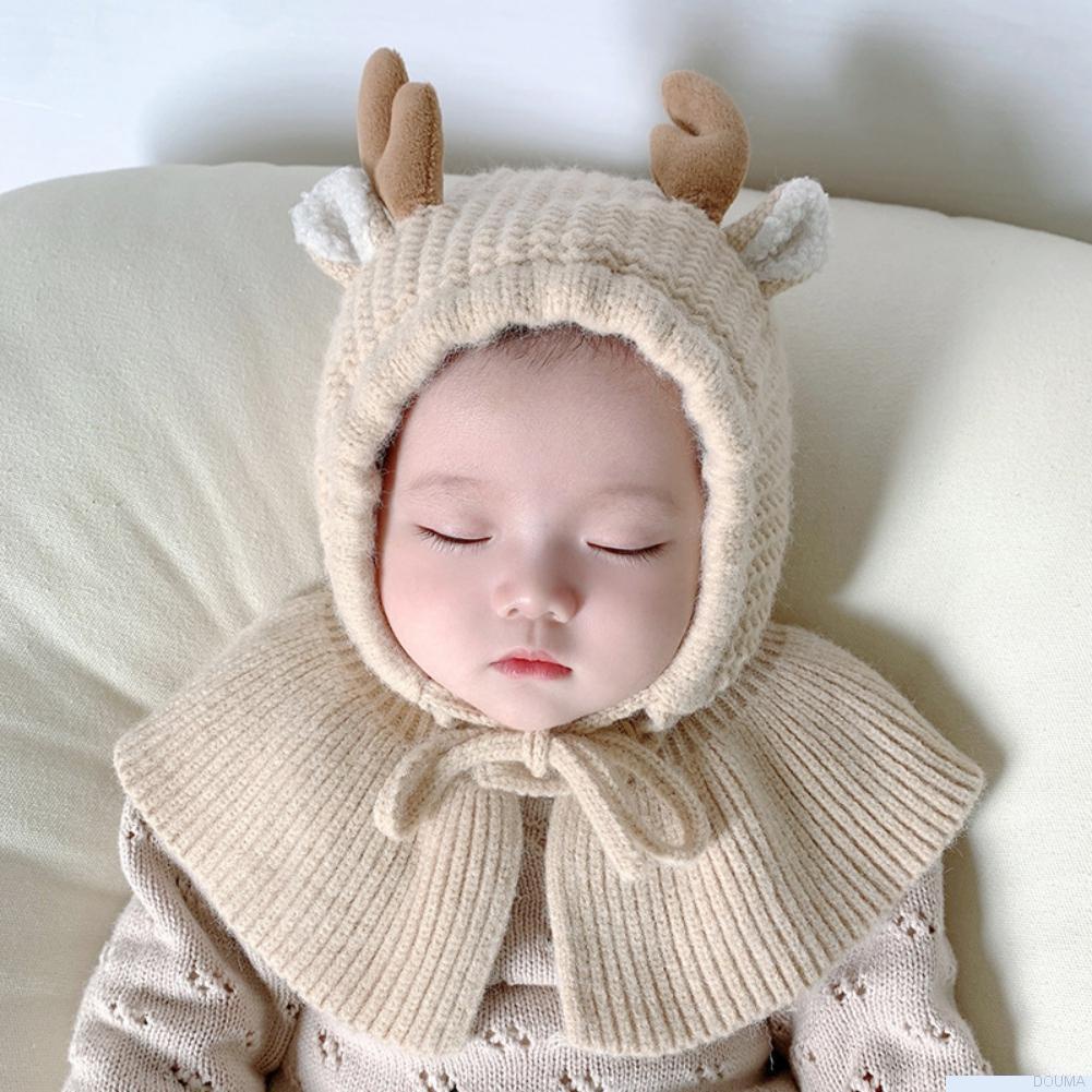 Mũ kiêm khăn choàng cổ dày dặn ấm áp dễ thương cho bé