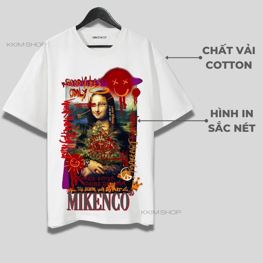 Áo Thun Tay Lỡ MIKENCO MONA LISA AR, áo phông unisex Form rộng oversize, chất liệu Cotton. KKIM Shop