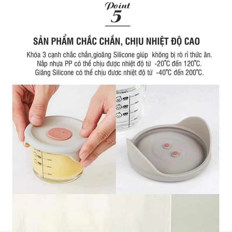 Hộp thủy tinh đựng thức ăn cho bé Lock&lock có nắp đậy, hộp locknlock chia vạch 230ml, hũ locknlock Sammbaby