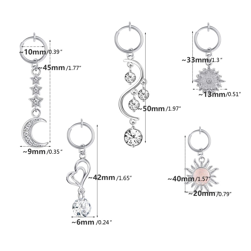 Set 5 Khuyên Rốn Không Cần Xỏ Lỗ