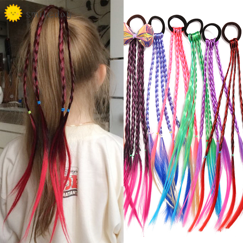 Dây buộc tóc thắt bím phối màu gradient thời trang cho nữ