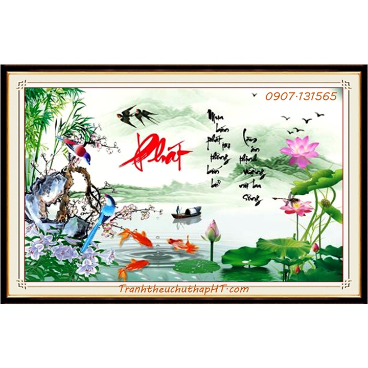 Tranh thêu chữ thập - Tranh đính đá Chữ Phát VS437: 100*65cm - tự đính