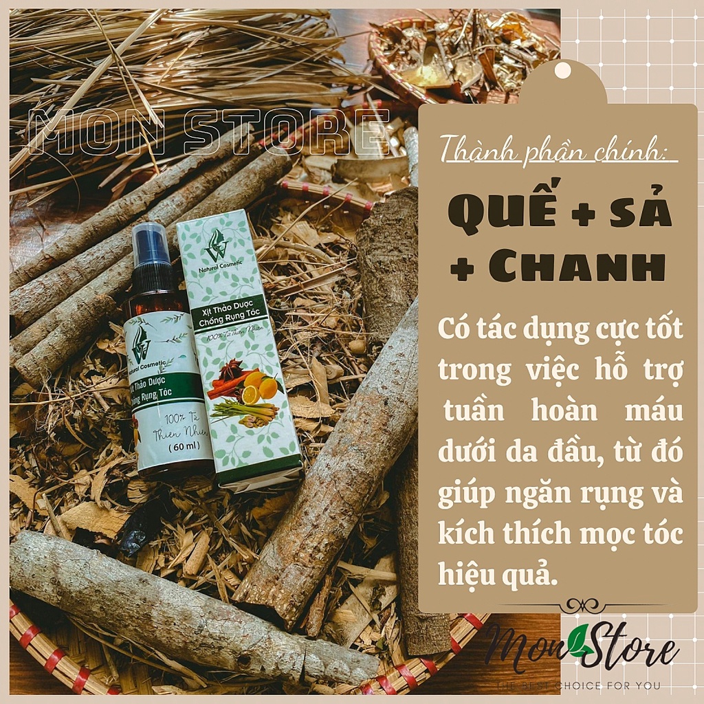 XỊT QUẾ SẢ CHANH VV Natural Cosmetic giúp ngăn rụng, kích thích mọc tóc, giảm gàu, kiềm dầu chống bết