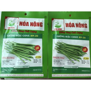 Hạt giống Đậu COVE HN-20 hiệu Hóa Nông - gói 20 gr,Hạt giống rau, củ , quả, đậu cove leo.