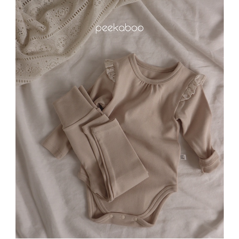 (Chính hãng) Bộ suit áo dài tay cài cúc đũng kèm quần dài cạp 5cm Petit thu đông 2022 Peekaboo made in Korea cho bé gái