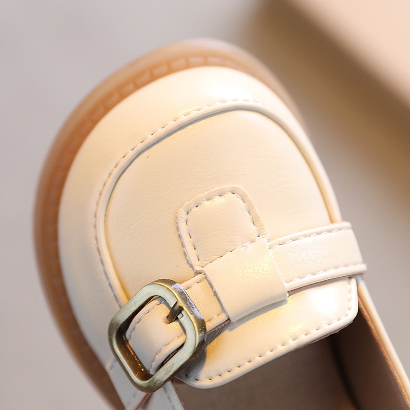 Giày búp bê bé gái kiểu dáng vintage hai khoá đế dẻo chống trơn trượt