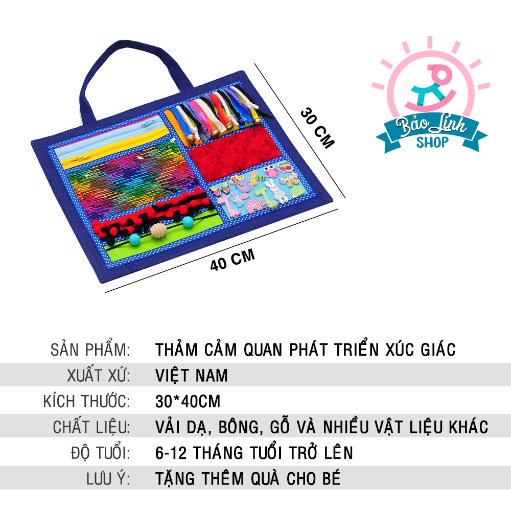 Thảm cảm quan, Thảm phát triển xúc giác (Sensory Board) đồ chơi cho bé 6-12 tháng phát triển trí tuệ