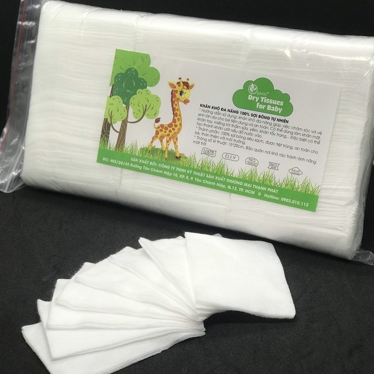 Khăn khô đa năng Oganic+, khăn lau khô hàng xuất nhật bịch 300gr