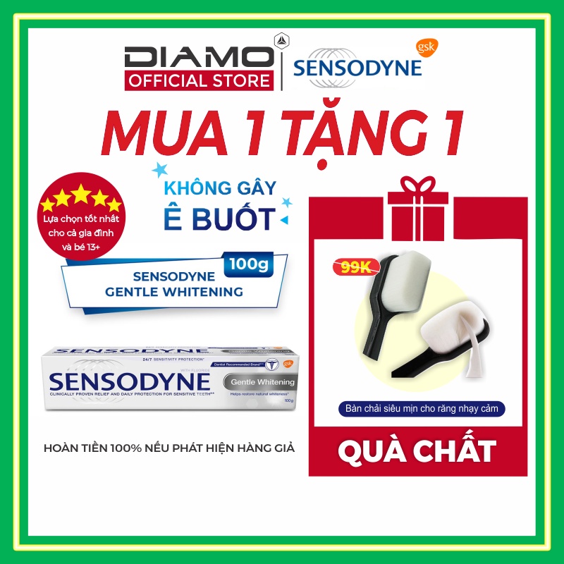 [Chính hãng + Quà + Deal sock] Kem đánh răng Sensodyne Gentle Whitening 100G - Made in Thailan