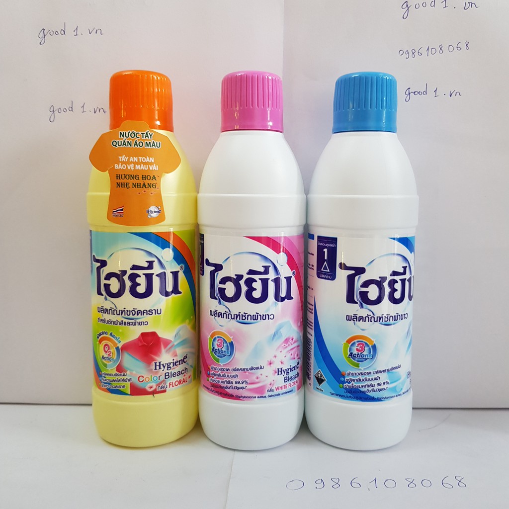 Nước tẩy quần áo trắng và màu Hygiene 250ml Thái Lan  tẩy quần áo màu k bị phai