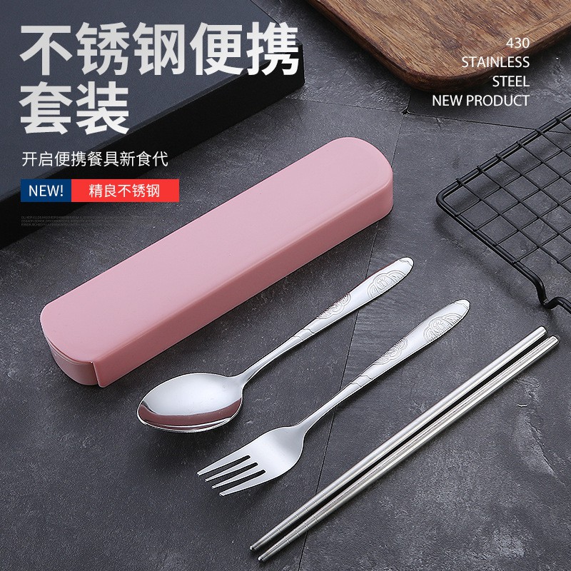 Bộ Thìa Đũa INOX Chống Rỉ, Bộ Đũa Muỗng Có Hộp Mang Đến Văn Phòng, Công Sở Với Hộp Đựng Dạng Kéo Sang Trọng Tiện Ích