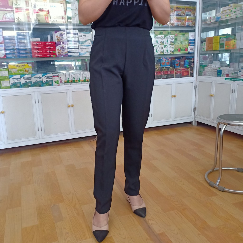 Quần baggy công sở cạp cao chất liệu vải xước hàn co giãn nhẹ phù hợp cho chị em tư 40kg đến 57kg