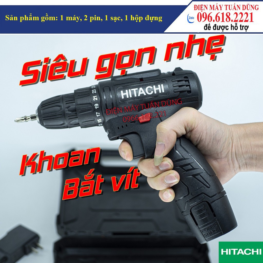 [GIÁ ƯU ĐÃI] Máy khoan pin HITACHI 12V, máy khoan đa năng, máy khoan bắn vit, máy khoan cầm tay