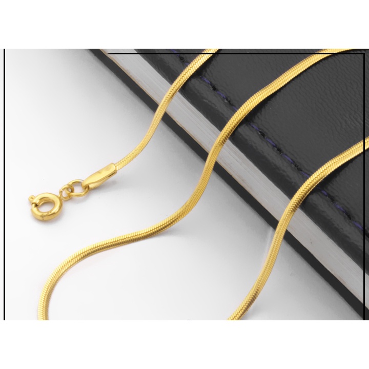 Dây chuyền mì dẹp inox mạ vàng khóa vip siêu đẹp, bền màu đem lại vẻ đẹp sang trọng cho người đeo