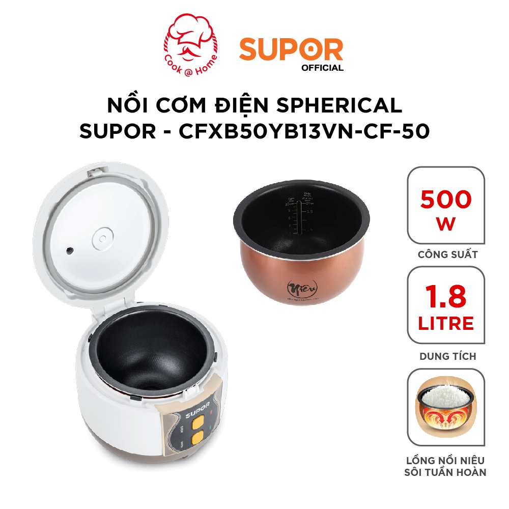 Nồi cơm điện Niêu Spherical Supor CFXB50YB13VN - 1.8L, 500W