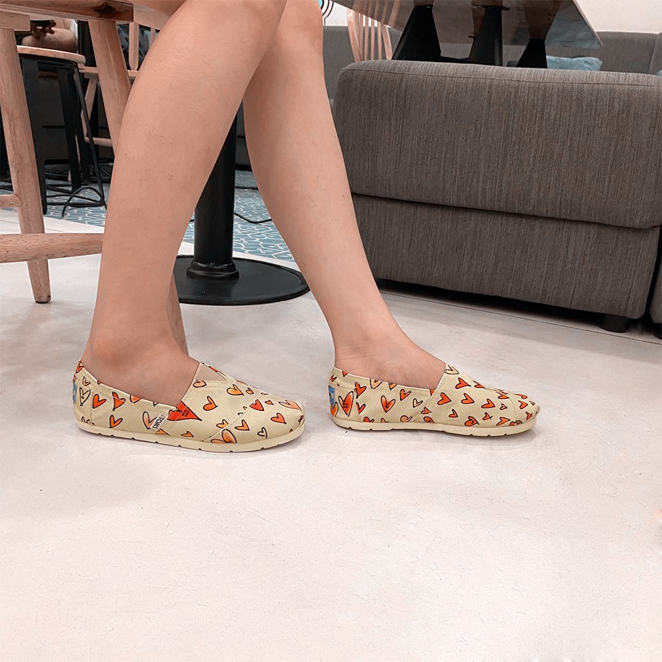 Giày toms dễ thương Trái Tim (Đế cao su đúc)