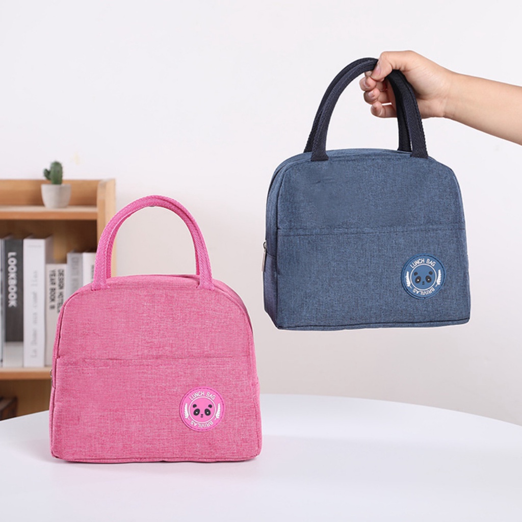 Túi giữ nhiệt 23cm đựng hộp cơm văn phòng - giỏ vải đựng thức ăn có quai